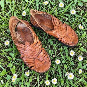Brand X Mexican Huaraches Copper Brown Woven Leather Size 6.5